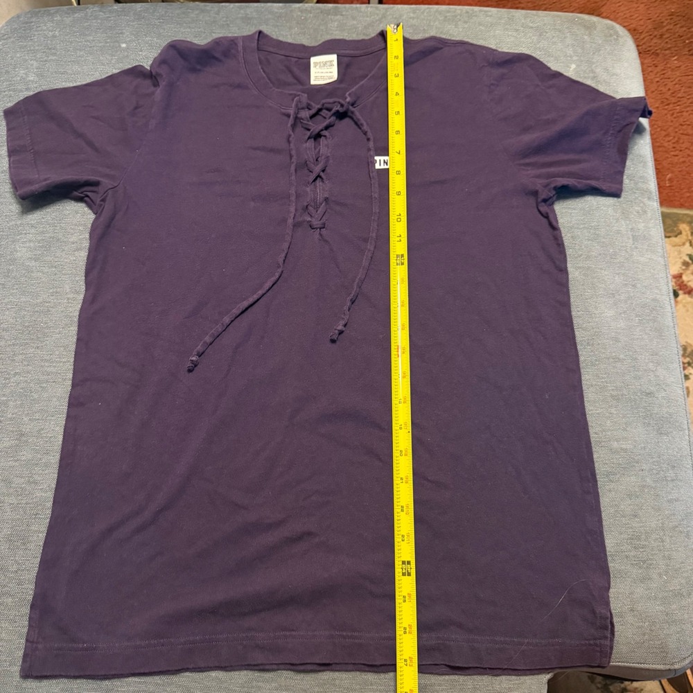 PINK Victoria's‎ Secret Purple Lace Up Front T-Shirt Love Pink Graphic Small